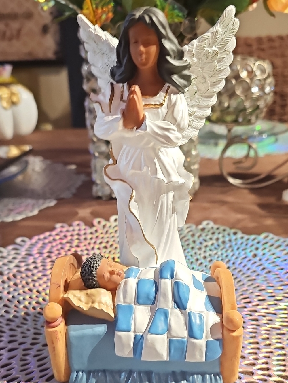 Praying Angel with Sleeping Child Figurine